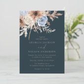 Modern Boho Floral Wedding Invitation Einladung (Stehend Vorderseite)