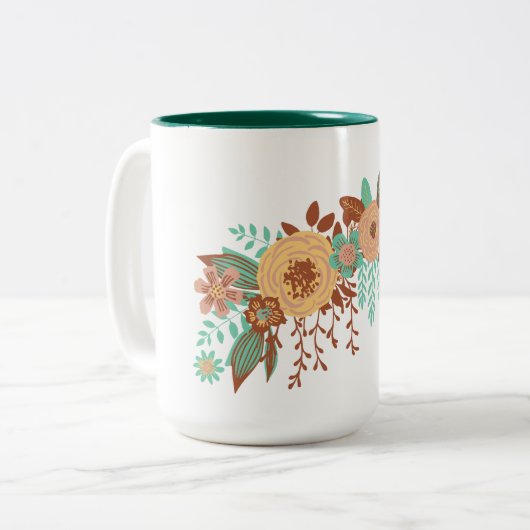 Modern Boho Floral Zweifarbige Tasse (Vorderseite Links)
