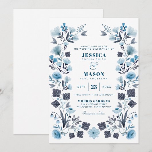 Modern Boho Folk Hochzeitseinladung Einladung (Vorne/Hinten)