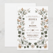 Modern Boho Folk Hochzeitseinladung Einladung (Vorne/Hinten)