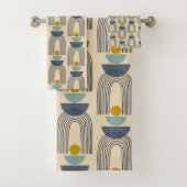 Modern Boho Formen Linien Muster in blau  Badhandtuch Set (Insitu)