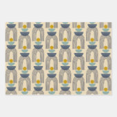 Modern Boho Formen Linien Muster in blau Geschenkpapier Set (Vorderseite 3)