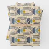 Modern Boho Formen Linien Muster in blau Geschenkpapier Set (Beispiel)