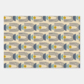 Modern Boho Formen Linien Muster in blau Geschenkpapier Set (Vorderseite)
