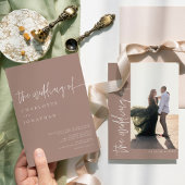 Modern Boho Foto Wüste Mauve Wedding Einladung