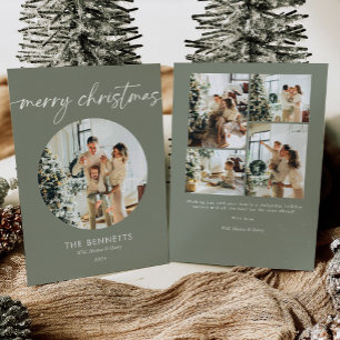 Modern Boho Frohe Weihnachts-Runde Foto Feiertagskarte
