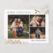 Modern Boho Frohe Weihnachtsfoto Collage Postkarte (Vorderseite)