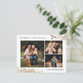 Modern Boho Frohe Weihnachtsfoto Collage Postkarte (Stehend Vorderseite)