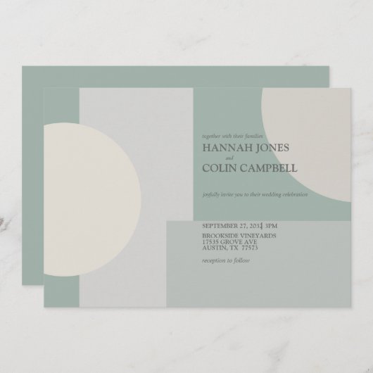 Modern Boho Geometric Abstrakt Green Gray Taupe Einladung (Vorne/Hinten)