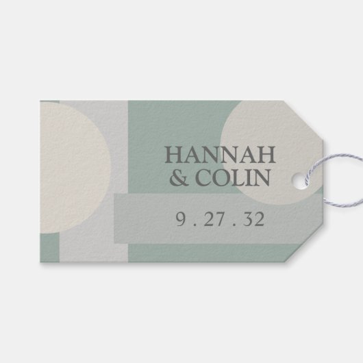 Modern Boho Geometric Abstrakt Green Gray Taupe Geschenkanhänger (Vorderseite (Horizontal))