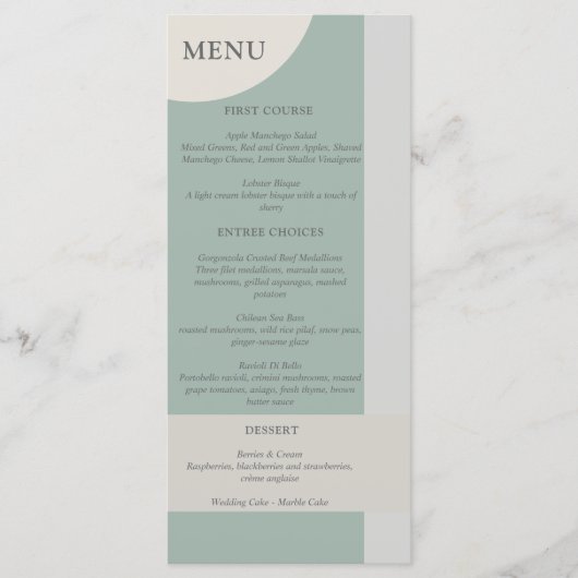 Modern Boho Geometric Abstrakt Green Gray Taupe Menükarte (Vorderseite)