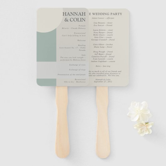 Modern Boho Geometric Abstrakt Green Gray Taupe Pr Fächer (Vorne und Hinten)