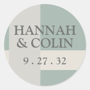 Modern Boho Geometric Abstrakt Green Grey Names Runder Aufkleber