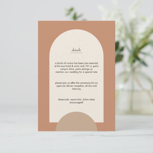 Modern Boho Geometric Arch Begleitkarte (Stehend Vorderseite)