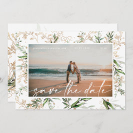Modern Boho Golden Eukalyptus Grüne Save The Date