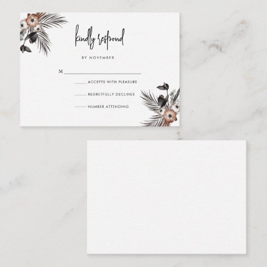 Modern Boho Goth Script RSVP Card Mitteilungskarte (Vorne/Hinten)