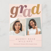 Modern Boho Grad Typografy Blush Foto Abschluss Postkarte (Vorderseite)