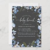 Modern Boho Gray Blue Floral Baby Brunch Dusche Einladung (Vorderseite)