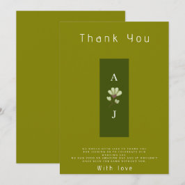 Modern Boho Green Flat Wedding Danke Karte