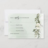 Modern Boho Greenery Olive Wreath White Roses RSVP Karte (Vorderseite)