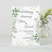 Modern Boho Greenery Wedding Anniversary Einladung (Stehend Vorderseite)