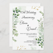 Modern Boho Greenery Wedding Anniversary Einladung (Vorne/Hinten)