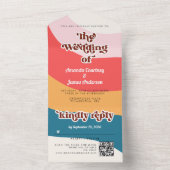 Modern Boho Groovy Retro 70er Wedding All In One Einladung (Innen Boden)