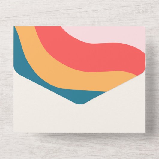 Modern Boho Groovy Retro 70er Wedding All In One Einladung (Rückseite)