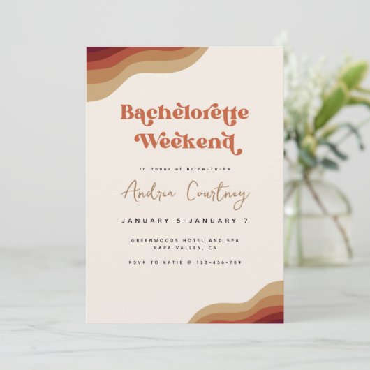 Modern Boho Groovy Terracotta auf dem Monte Tamaro Einladung (Stehend Vorderseite)