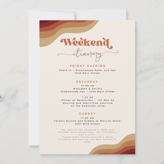 Modern Boho Groovy Terracotta auf dem Monte Tamaro Einladung (Rückseite)