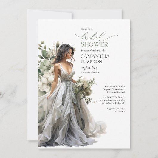 Modern Boho grüne eucalyptus Hochzeitskleidung Einladung (Vorderseite)