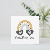 Modern Boho Heart Rainbow Mother Day Card Karte (Stehend Vorderseite)