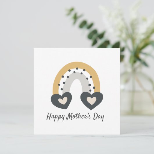 Modern Boho Heart Rainbow Mother Day Card Karte (Stehend Vorderseite)