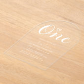 Modern Boho Heart White Script First Birthday Acryleinladungen (Ablage )