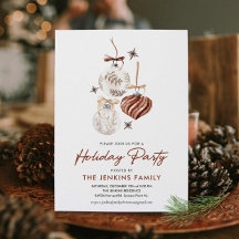Modern Boho Holiday Party Invitation
