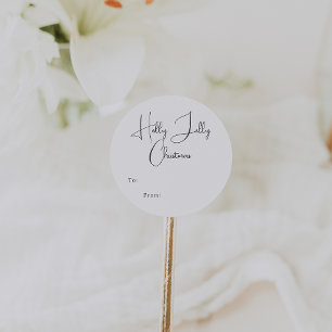 Modern Boho Holly Jolly Christmas to From From Runder Aufkleber