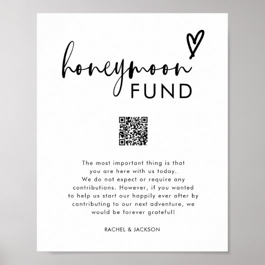 Modern Boho Honeymoon Fund QR will gut unterschrei Poster (Vorne)