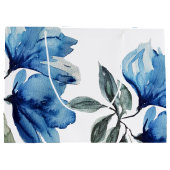 Modern Boho Indigo Blue Personalisiert Große Geschenktüte (Rückseite)