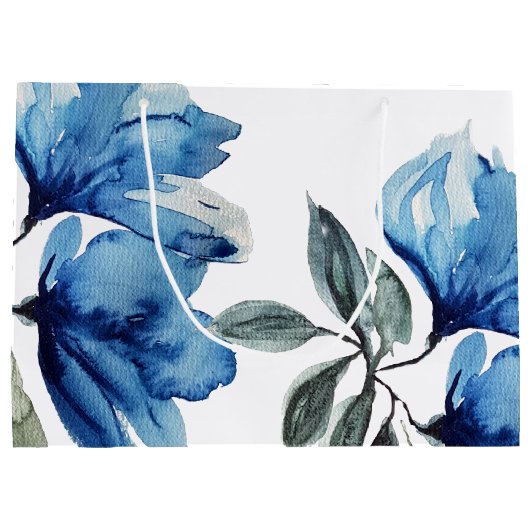 Modern Boho Indigo Blue Personalisiert Große Geschenktüte (Rückseite)