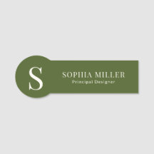 Modern Boho Interior Designer Monogram Olive Green