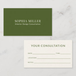 Modern Boho Interior Designer Olive Green & Cream Terminkarte