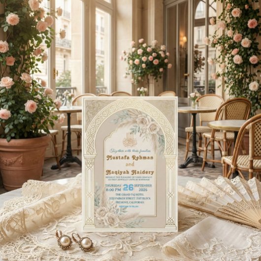 Modern Boho Islamic Nikkah Ceremony Einladung