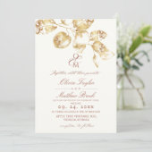 Modern Boho Ivory & Gold Hochzeit Einladung (Stehend Vorderseite)