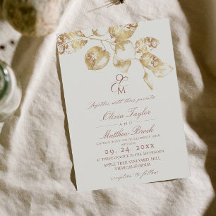 Modern Boho Ivory & Gold Hochzeit Einladung