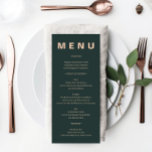 Modern Boho Jewel Earth Tone Wedding Menu Menükarte<br><div class="desc">Dieses wunderschöne Design besticht durch Juwel- und Erdtöne sowie moderne,  schlichte Schriftart. Sehen Sie sich die gesamte Kollektion an,  um mehr passende Artikel zu finden!</div>