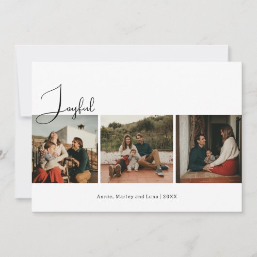 Modern Boho Joyful Drei Fotos Weihnachten (Vorderseite)