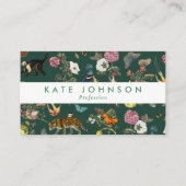 Modern Boho Jungle Animals Floral Green Colorful  Visitenkarte (Vorderseite)