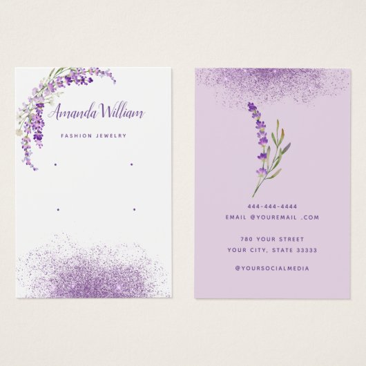 Modern Boho lavender blumenohrkarton (Vorne & Hinten)