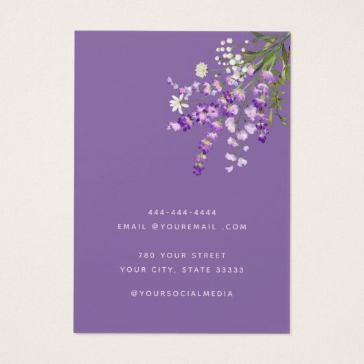 Modern Boho lavender blumenohrkarton (Rückseite)