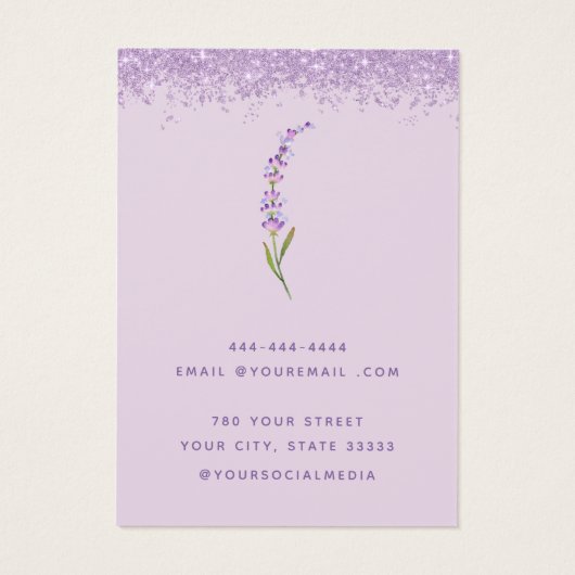 Modern Boho lavender blumenohrkarton (Rückseite)